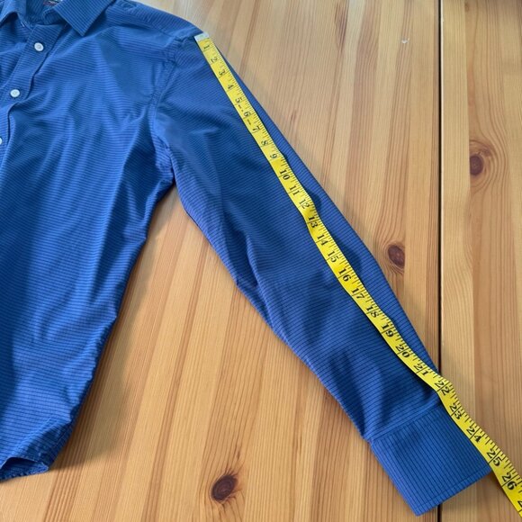 Untuckit Langhome Blue Windowpane Plaid Button Up Shirt Stretchy Regular Fit M - Picture 5 of 10